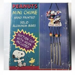 Vintage Peanuts Snoopy & Woodstock Christmas Mini Wind Chime Hand Painted 1996